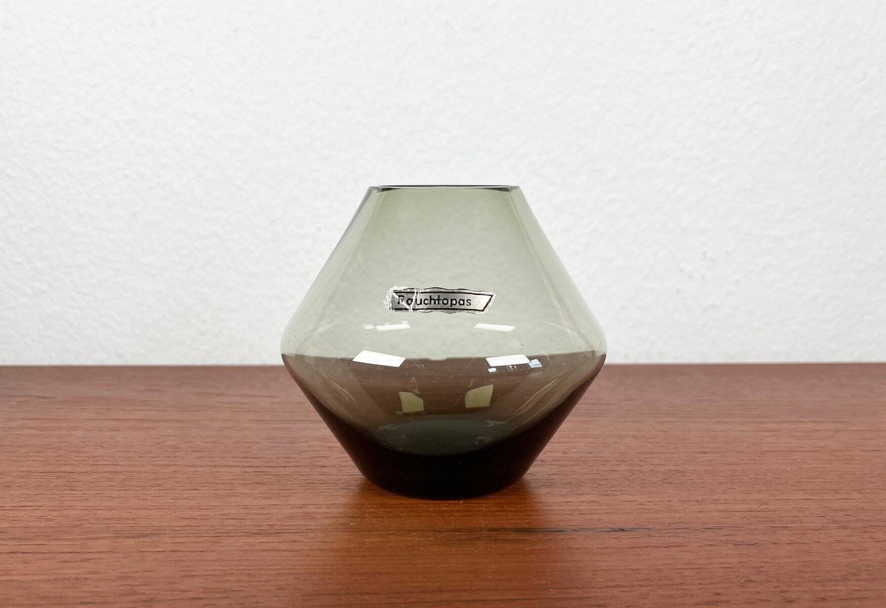 Mid-century German minimalist glass vase Rauchtopas, 1960s