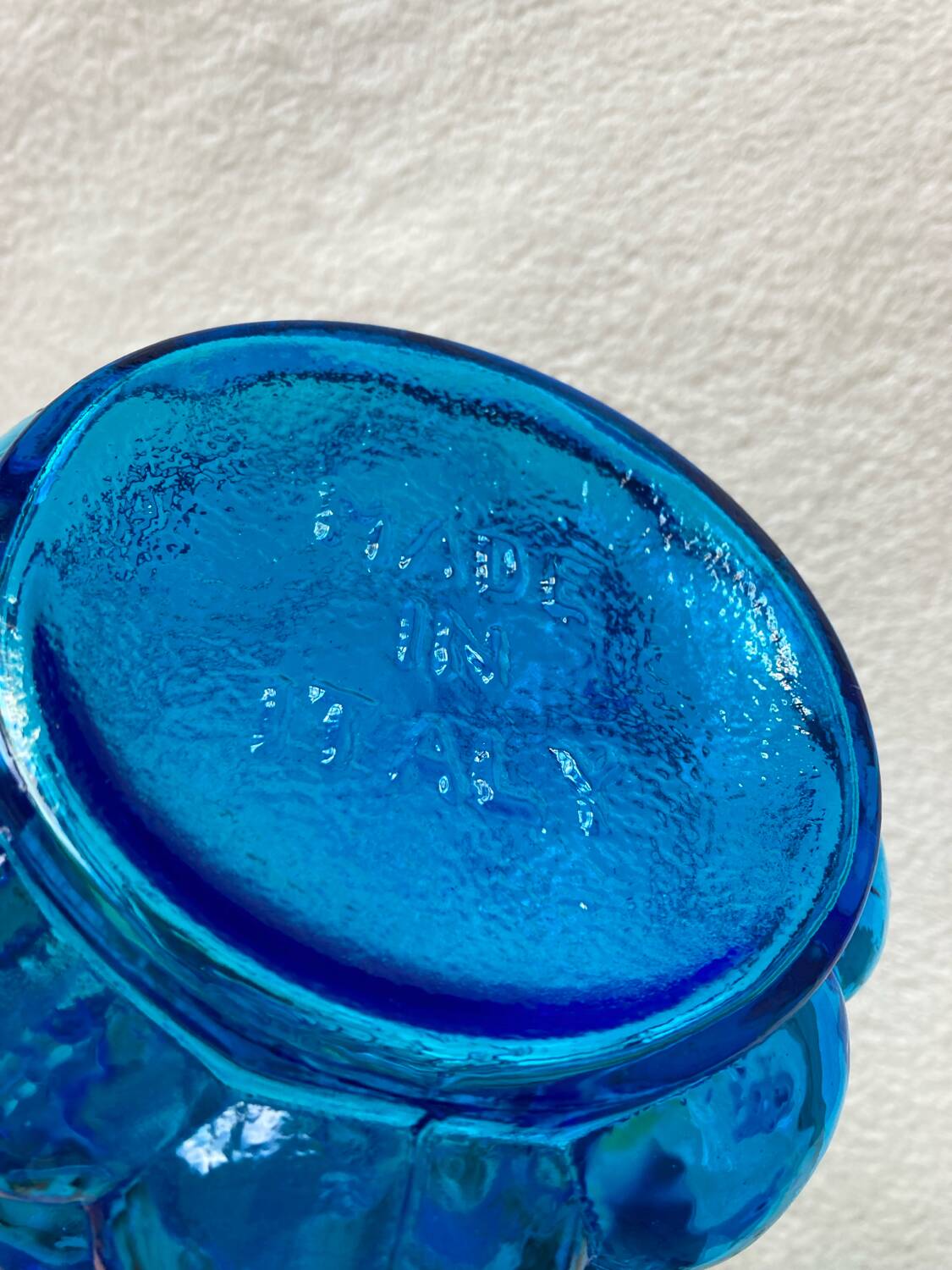 Blue glass bottle from Empoli, Italy