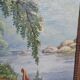 Tableau huile sur toile représentant une scène romantique