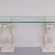 1970s Classic Greek Console Table with Cast Stone and Glass Top