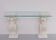 1970s Classic Greek Console Table with Cast Stone and Glass Top