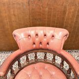 Classic English Chesterfield Desk Chair Salmon Colored
