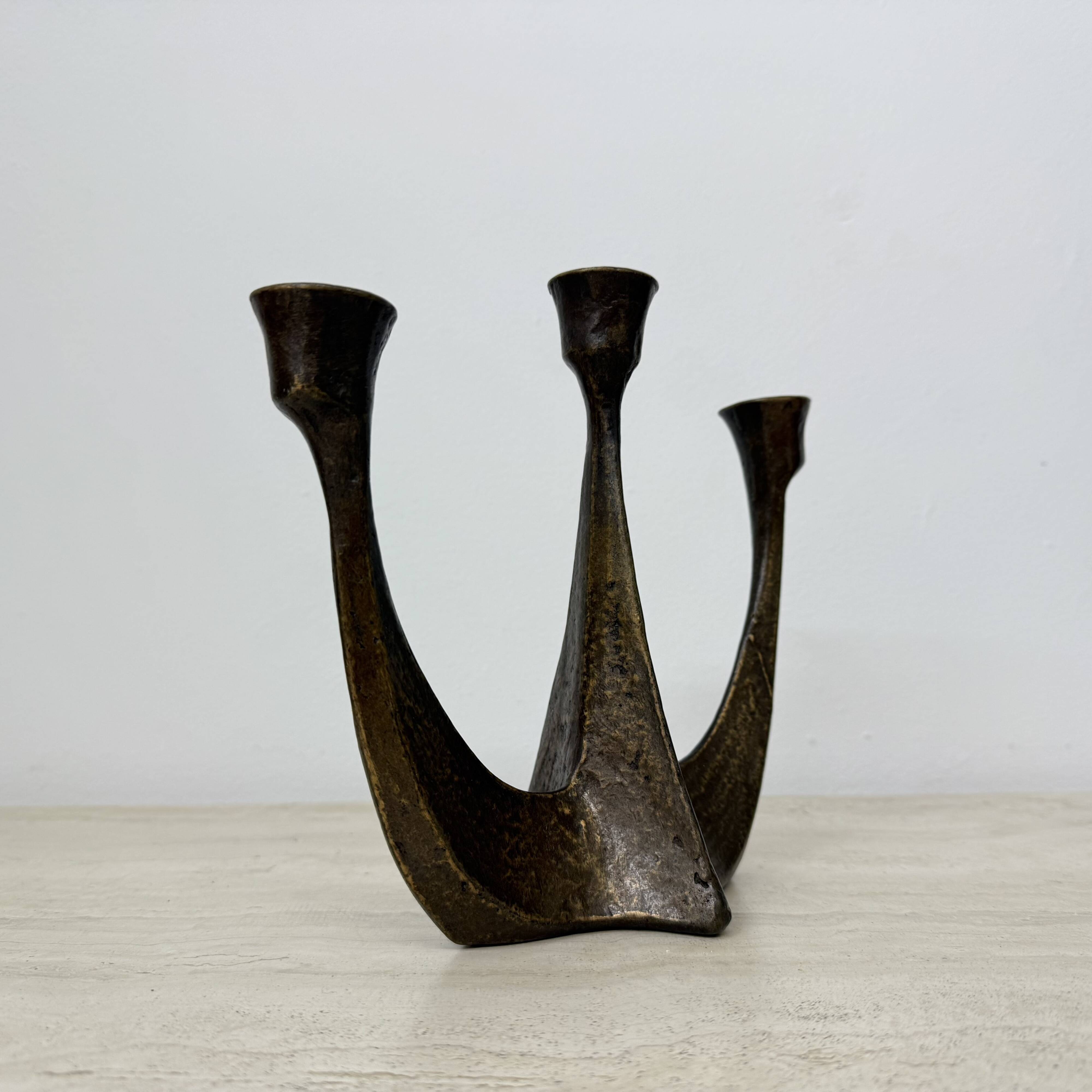 Brutalist bronze candle stick by Horst Dalbeck , 1970s Germany