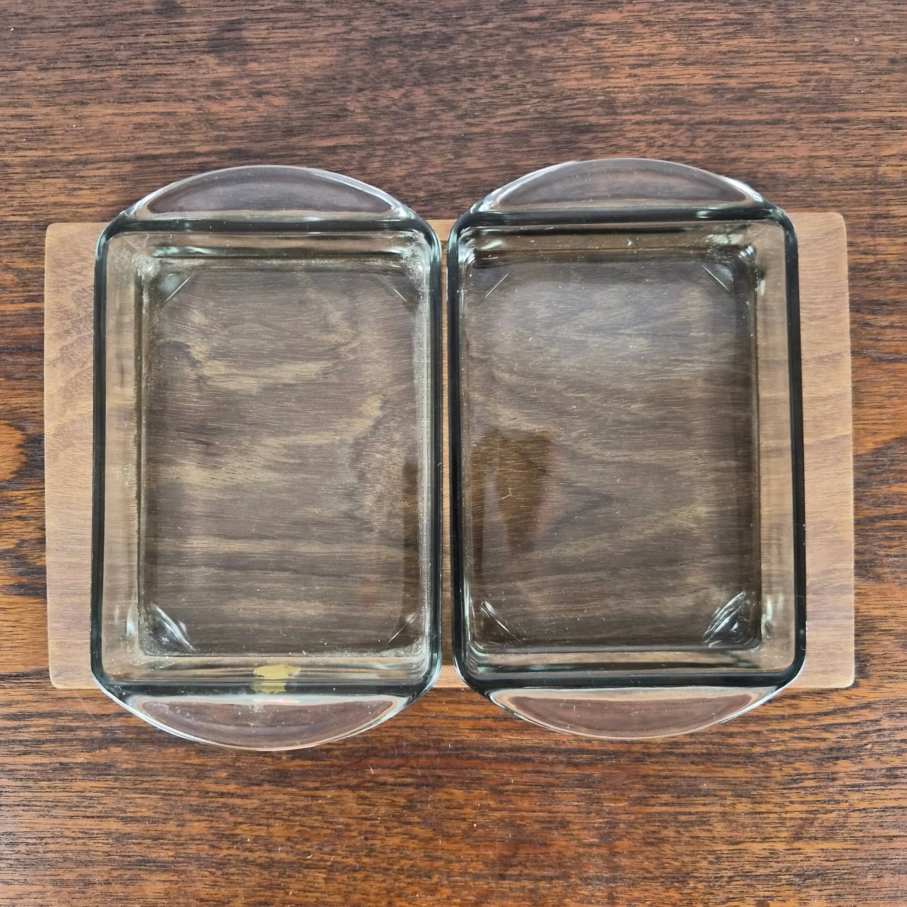 Teak plateau and glass ramekins, Denmark, 1960