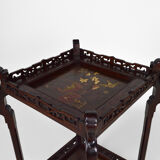 Japanese pedestal table in carved wood and lacquered panels, France, circa 1880