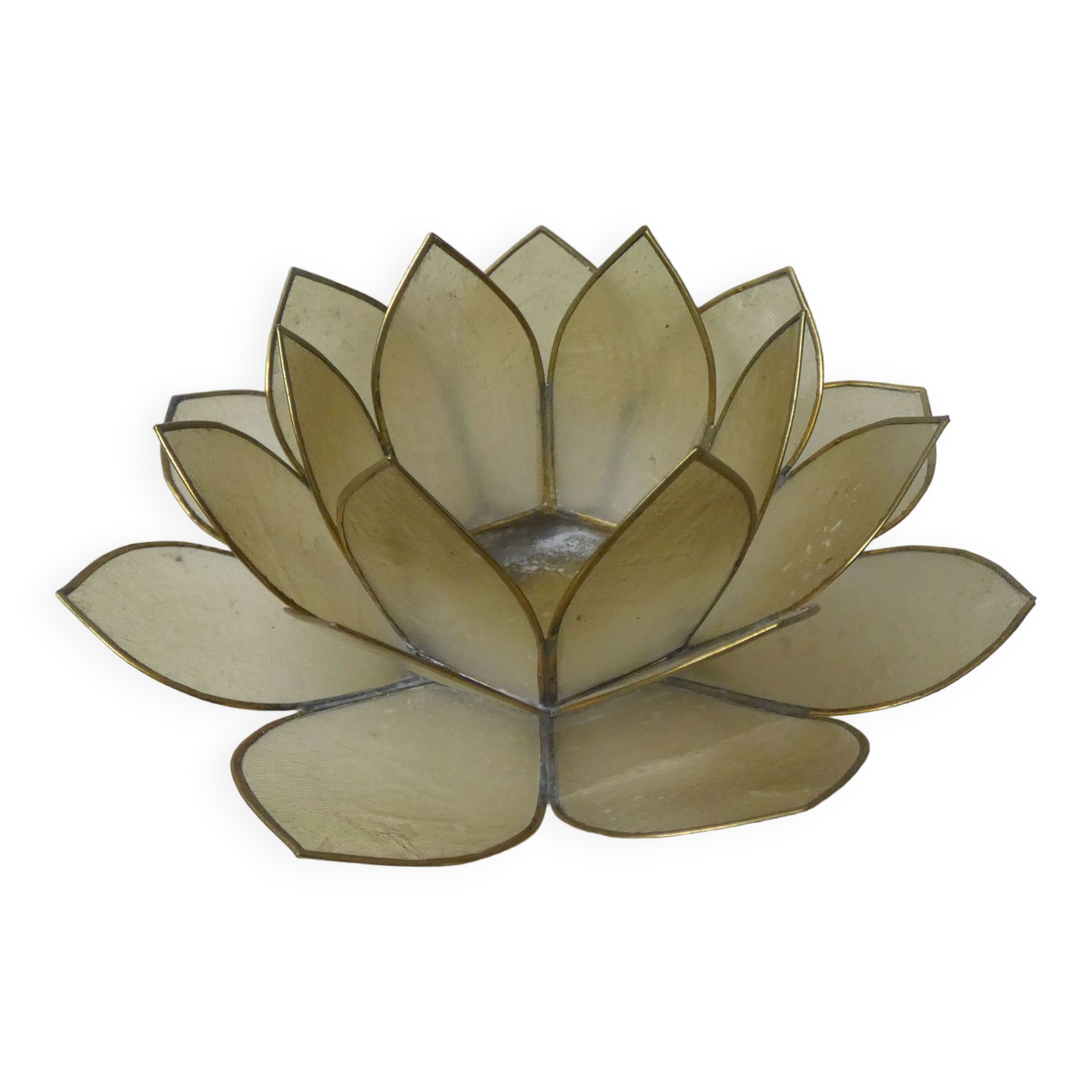 Lotus mother-of-pearl and brass photophore