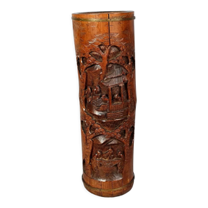 Ancien bitong pot à pinceaux bambou