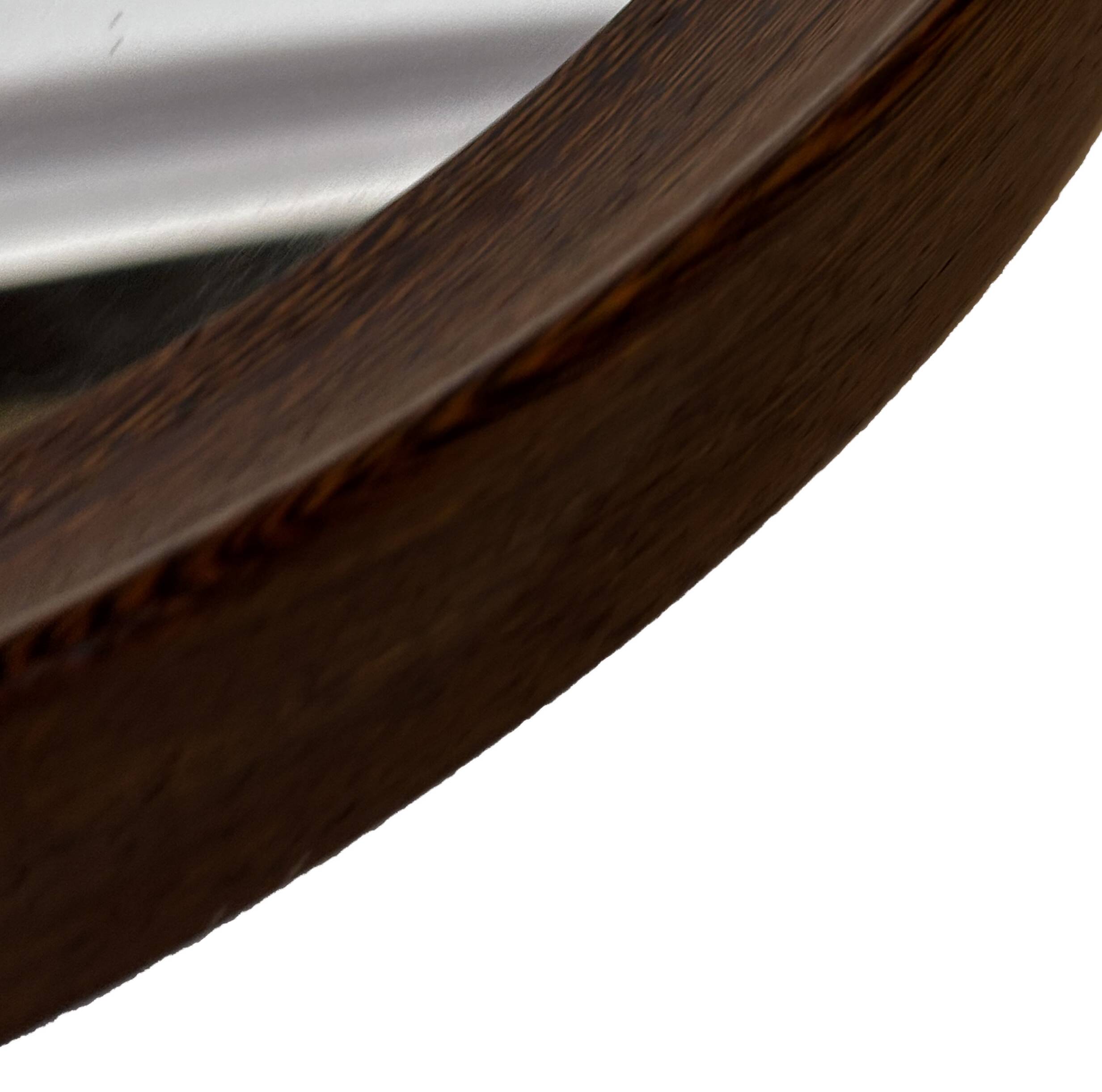 Miroir rond vintage scandinave en bois de wengé avec bracelet en cuir, design années 60