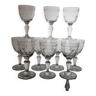 10 Crystal Wine Glasses Late 19th Century Early. 20th century