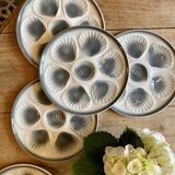 Set of 6 vintage grey oyster plates from Moulin des Loups