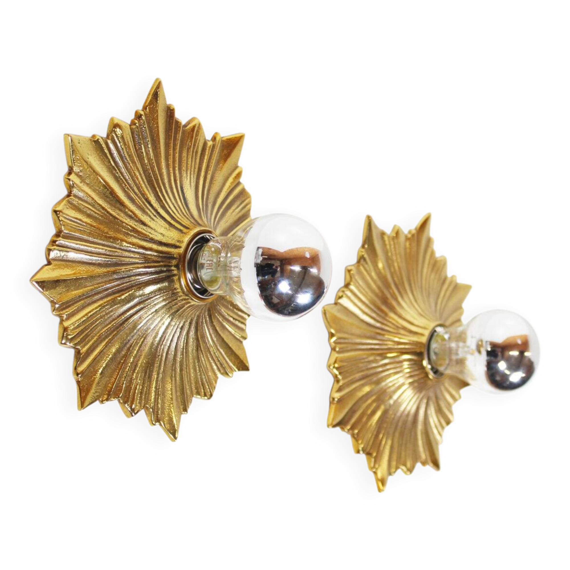 Rare set of 1950s bronze sunburst wall lamps – Germany 1950s
