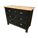 Commode ancienne patinée noir plateau brut 1900