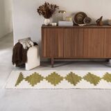 Tapis argentin 100% laine vert olive