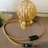 Lampe boule art déco verre et laiton