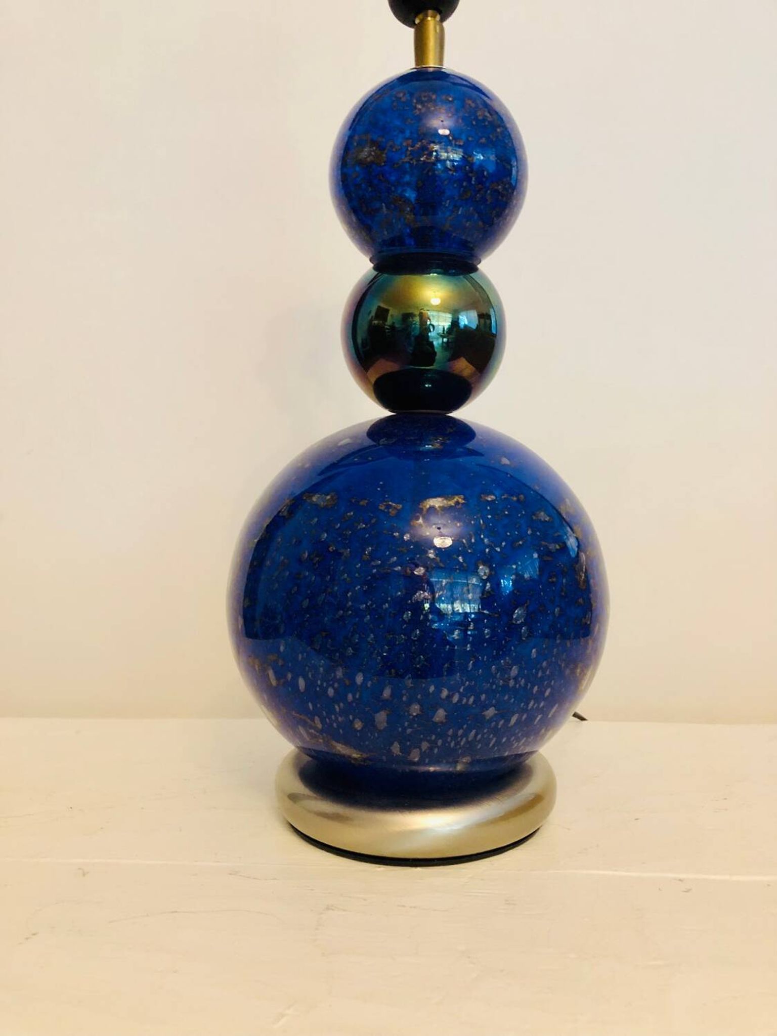 Vintage blue and gold blown glass lamp from the 80s/90s