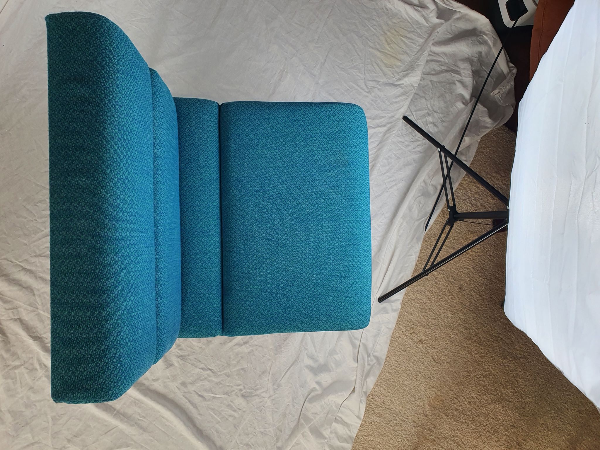 Vintage metal and fabric armchair