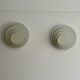 Pair of geometric vintage wall lamps, white lacquered metal, Germany 1970