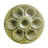 Vintage French Oyster Plate in grass green Majolica