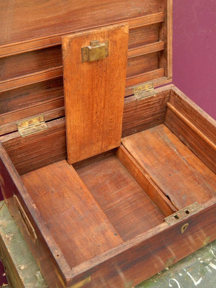 Vintage Secret Chest Old Teak & Metal Handicraft India