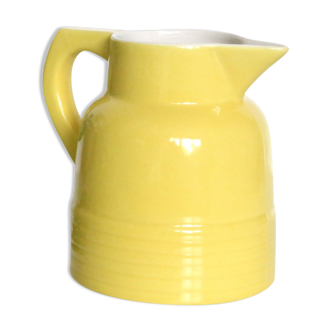 Pichet à eau céramique jaune, années 1960 vintage français