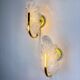Pair of Italian leaf wall sconces, frosted Murano glass & gilt details, circa 1970s