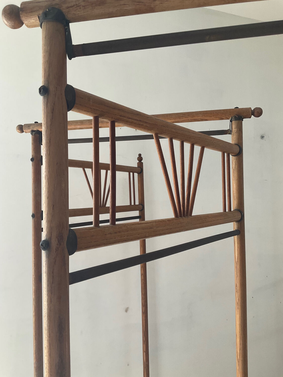 Paravent vintage des années 60 en bois et rotin
