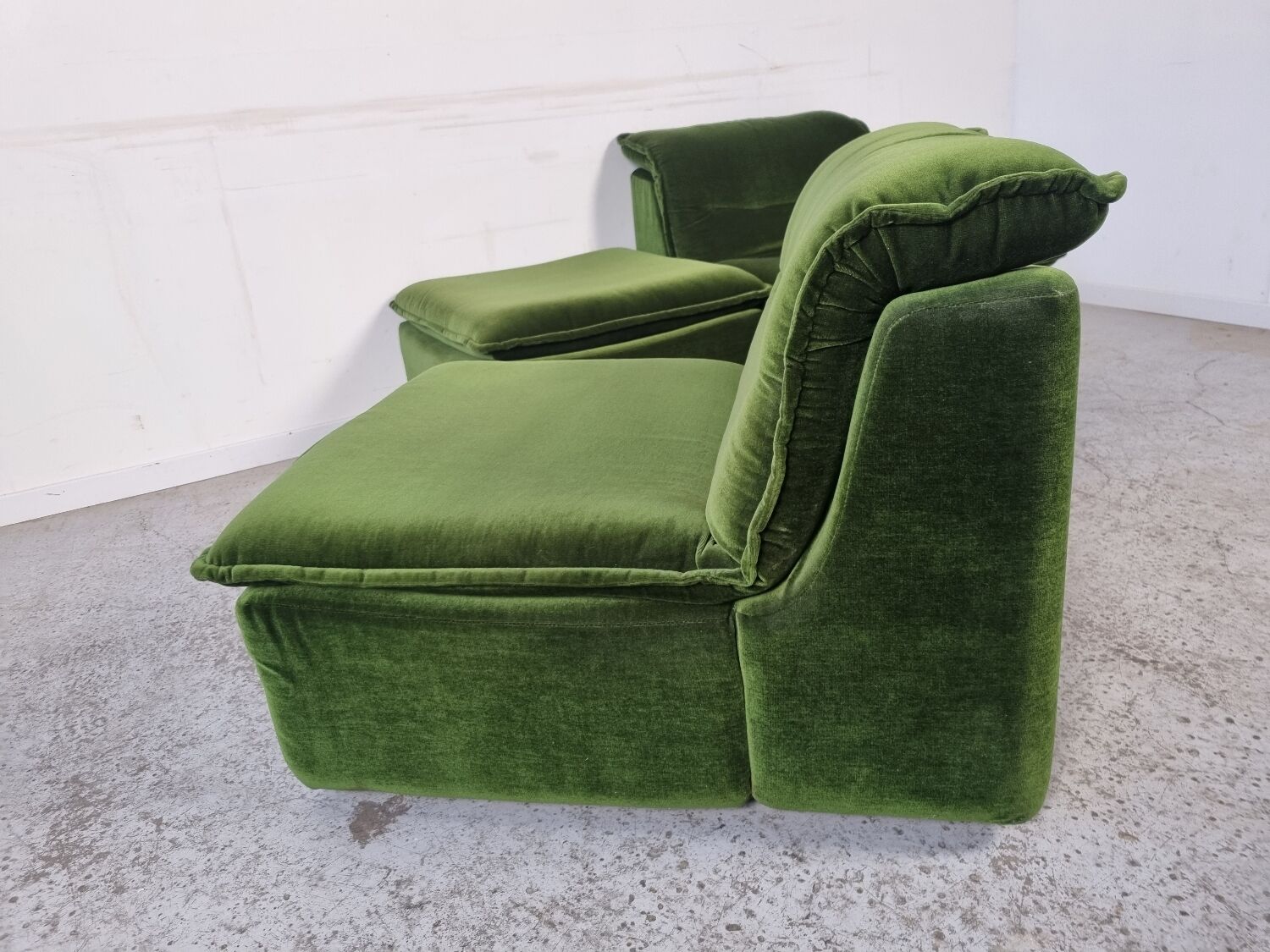 Pair of modular armchairs with ottoman, 70s