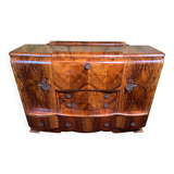 Art decó vintage Brocante burr walnut cocktail bar sideboard