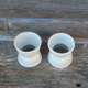 Set of 2 domino shaped shells in white ceramic