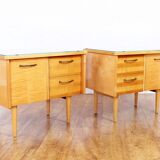 Pair of bedside 60s maple plate