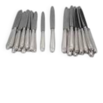 Liberty silverware, 24 knives, 12 table knives + 12 cheese knives, dessert.