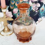 Salmon pink glass decanter