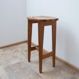Set of 3 oak mid-century french bar stools Guillerme et Chambron