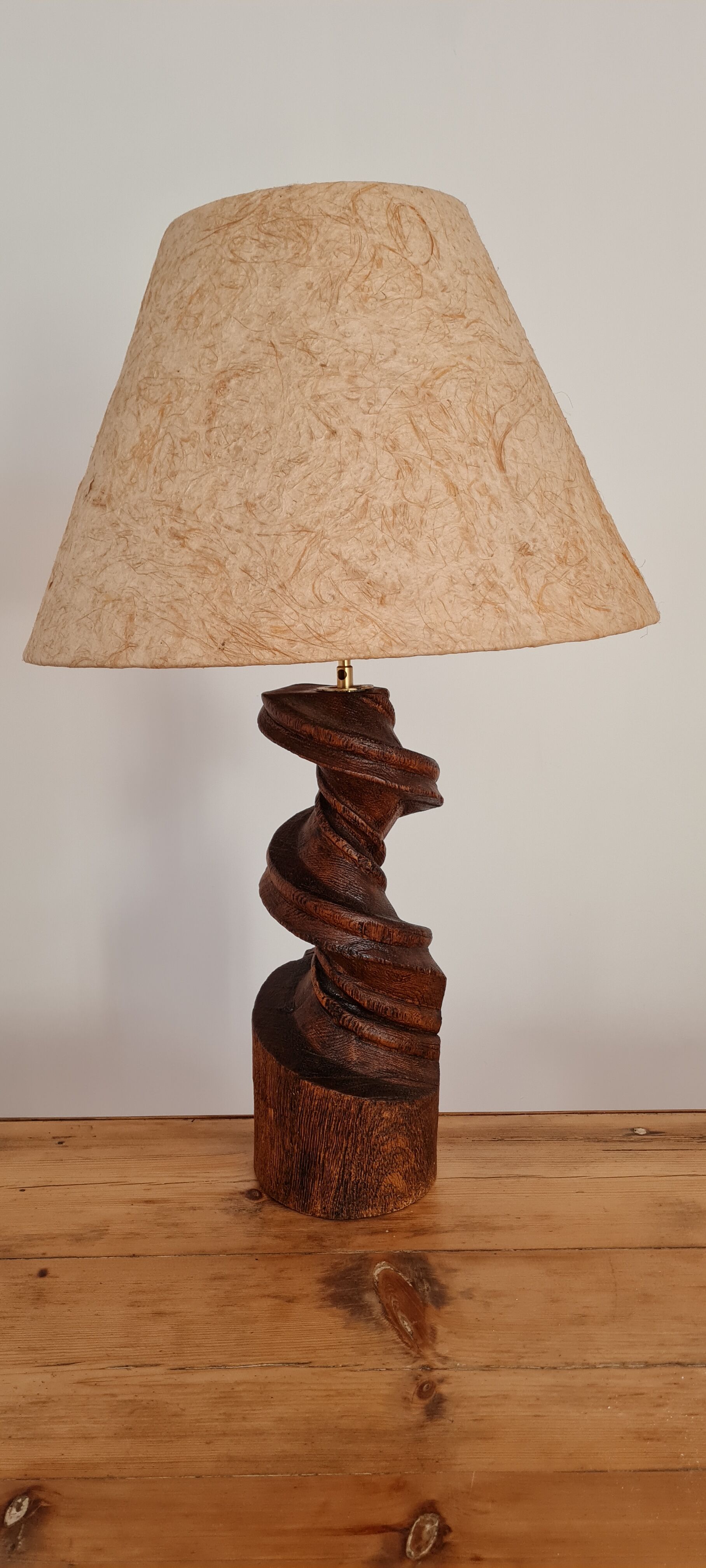 Handmade lamp in turned wood