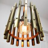 Vintage Italian Brass Cage Pendant Lamp, 70s
