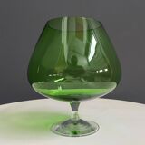 Empoli green large cognac glass shape vase 1960s
