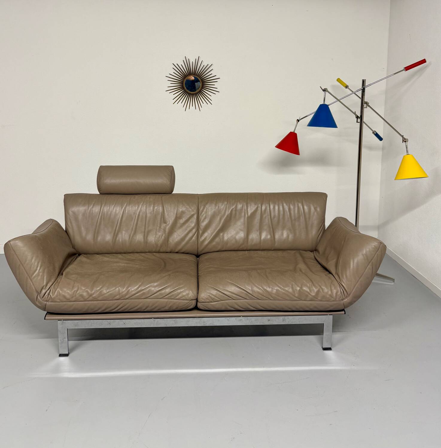 De Sede ds 140 grey 2/3 seater sofa, vintage leather, 80s design