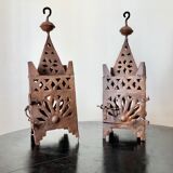 Pair of wrought iron lanterns