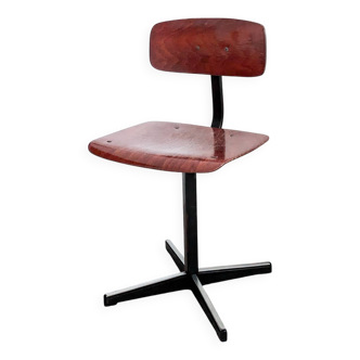 Mid Century Chaise d'école Chaise d'enfant Bois Métal Vintage Rétro Chambre d'enfant Pied Skandi Sca