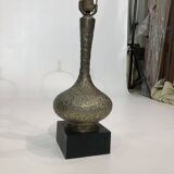 Paire de lampes de table en laiton de style oriental milieu du siècle 1960 Hollywood