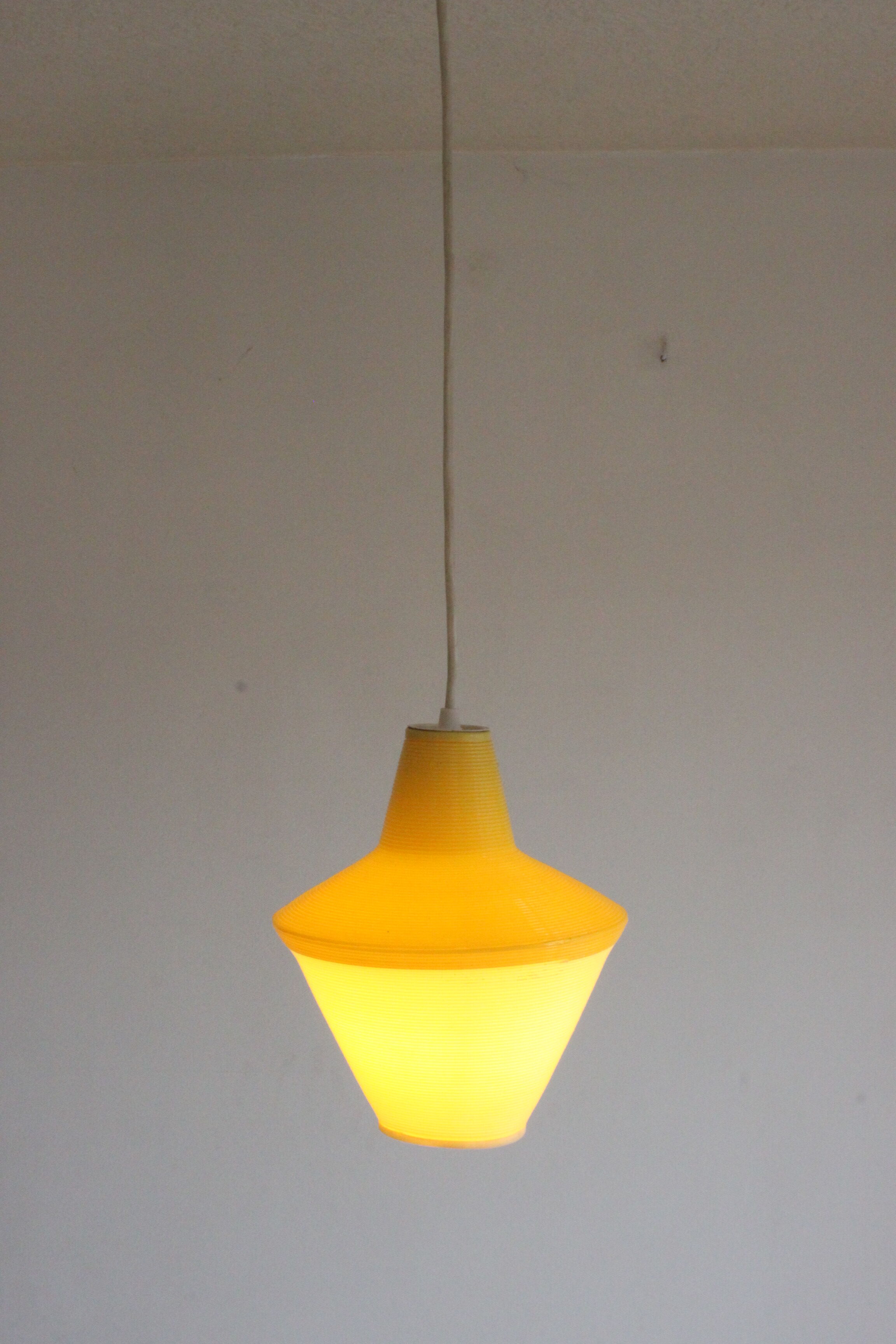 Early plastics cellulose pendant lamp by Atelier de recherche plastique and Rotaflex 1950s.