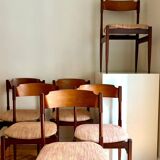 6 walnut chairs, Model 104, by Gianfranco Frattini for Cassina, Italy, 1960s.