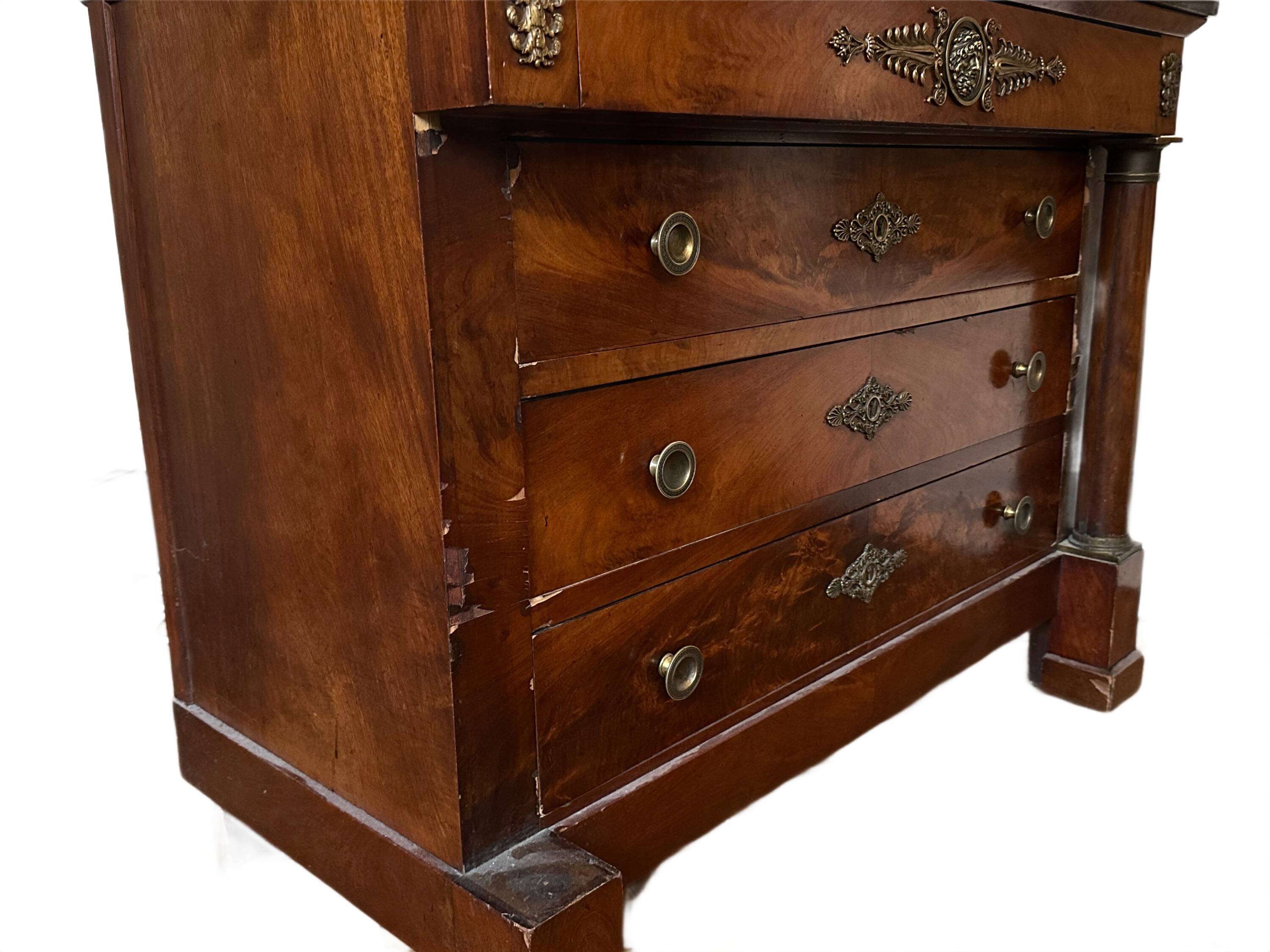 Empire column chest of drawers – early 19th century