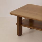 Coffee table in solid elm by Alain Gaubert vintage circa 1980.
