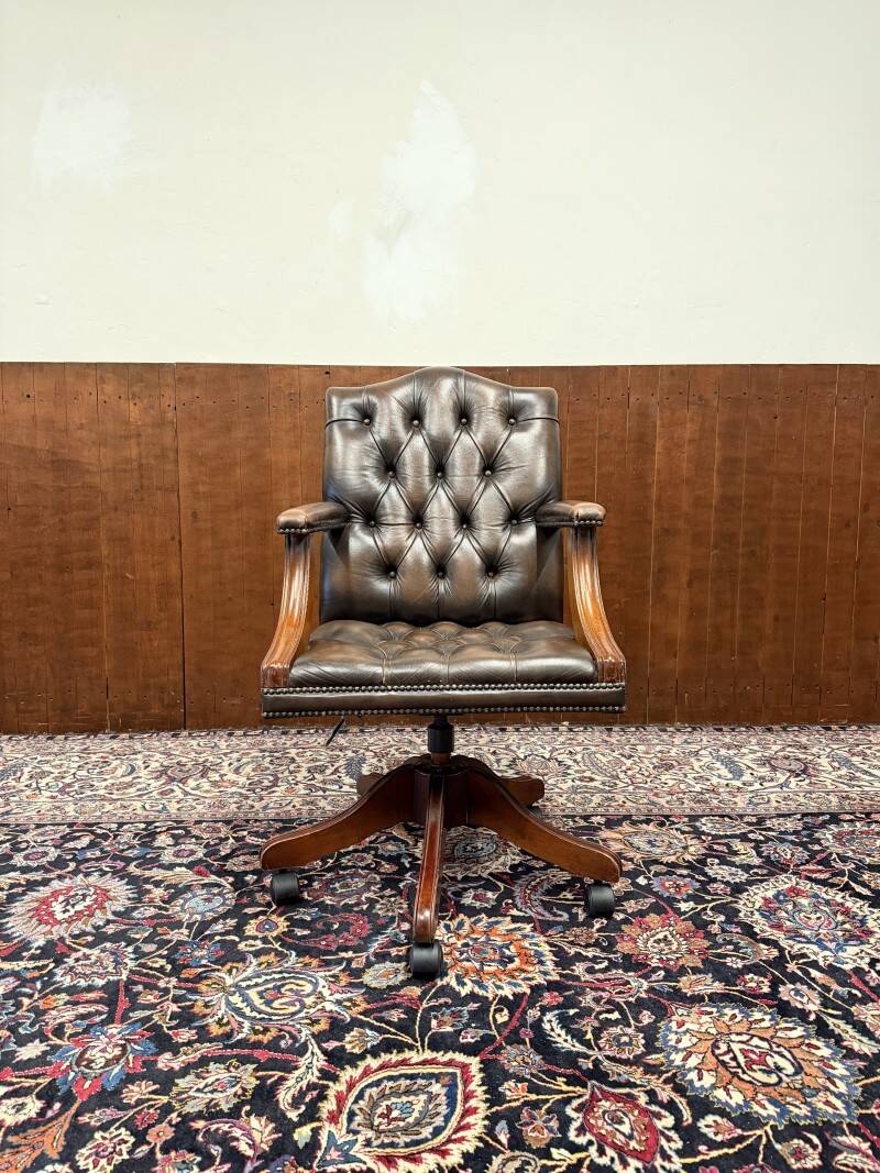 Classic English Chesterfield Desk Chair Brown