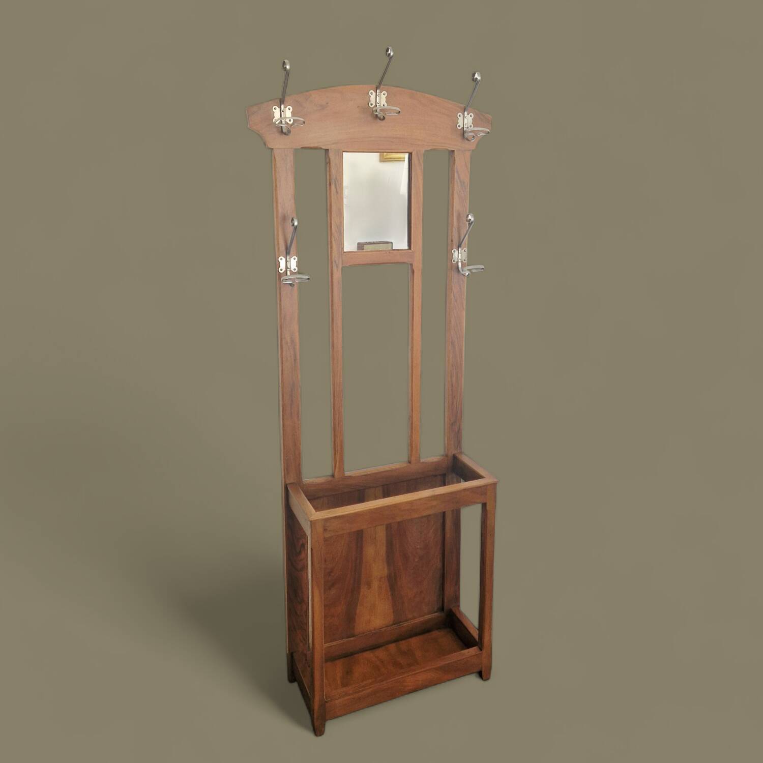 Vestiaire d’entrée style Art Déco en bois - Époque 1940 - Miroir et 5