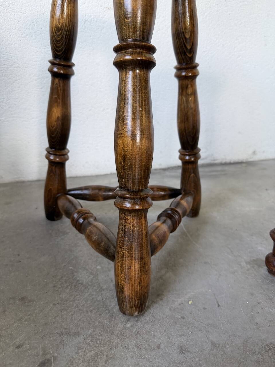 Pair of antique stools with turned legs.