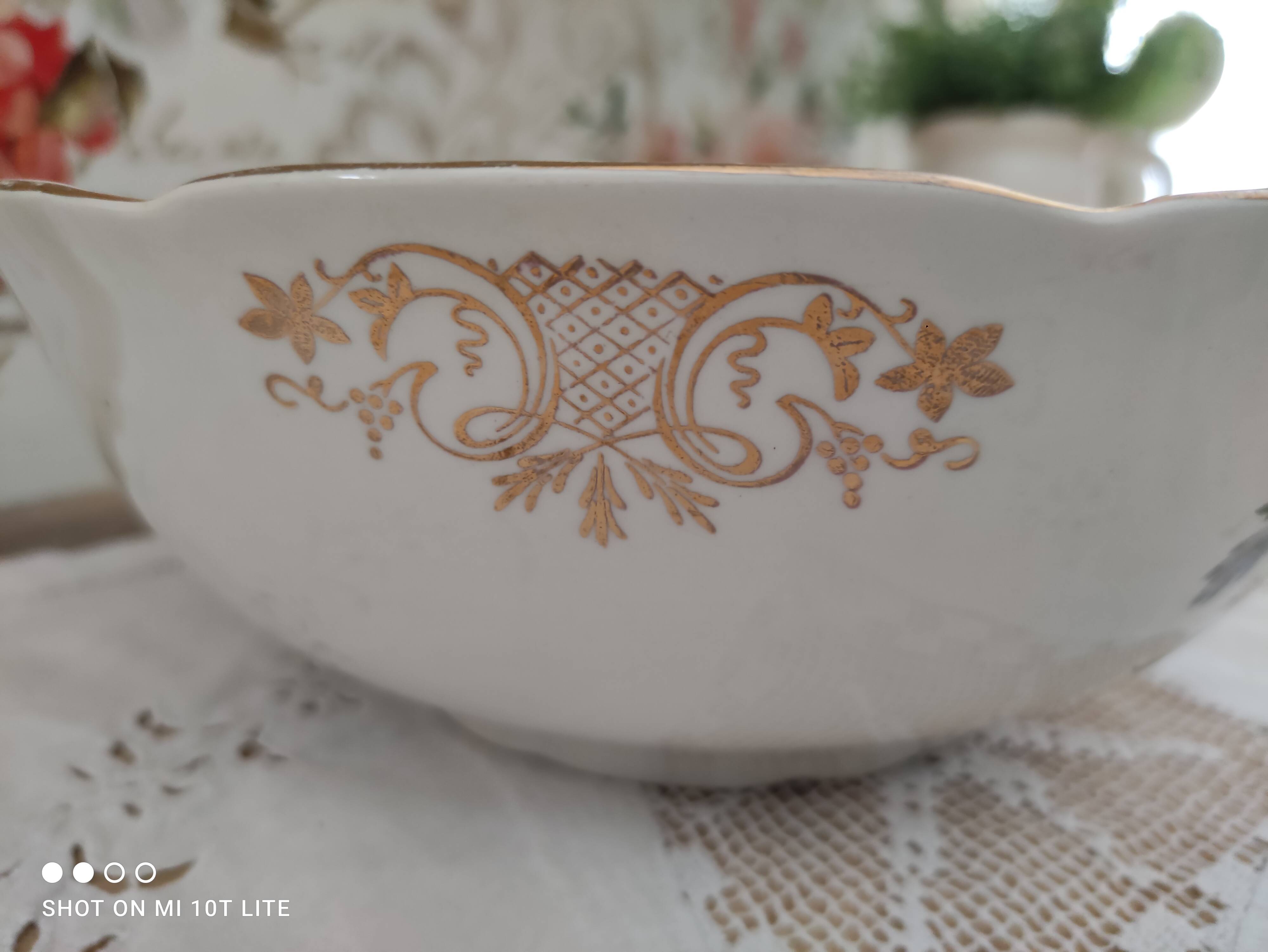 K&G Lunéville Badonviller earthenware bowl Bird-Lyre pattern