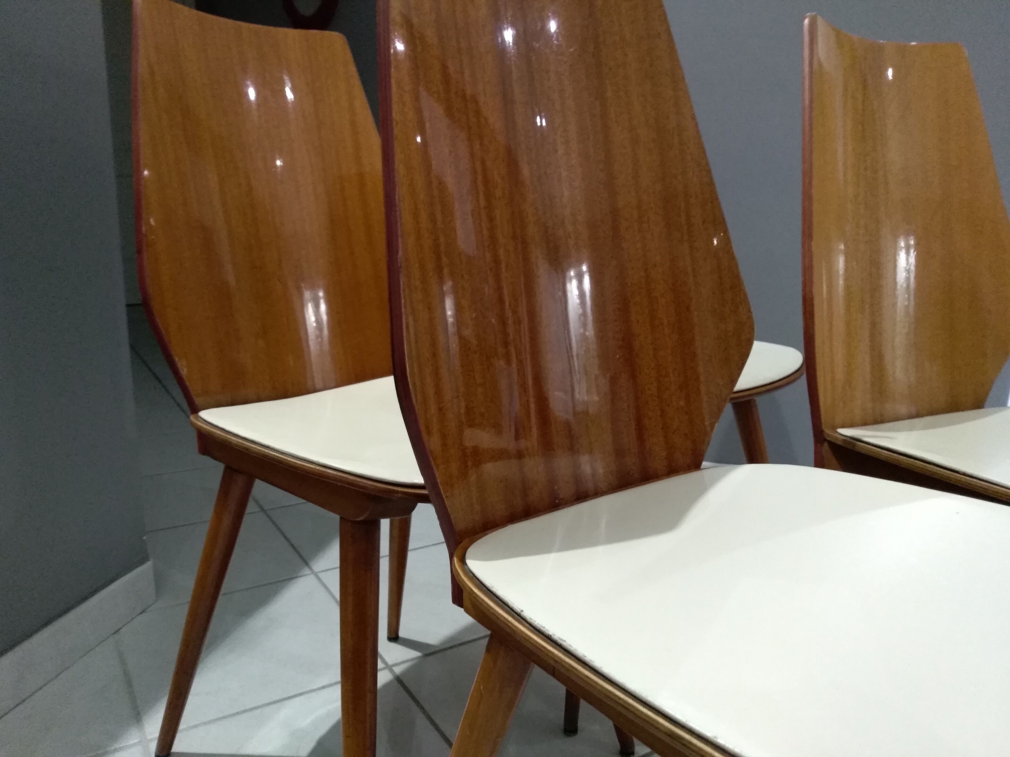 Rare set of 4 chairs Baumann 1960