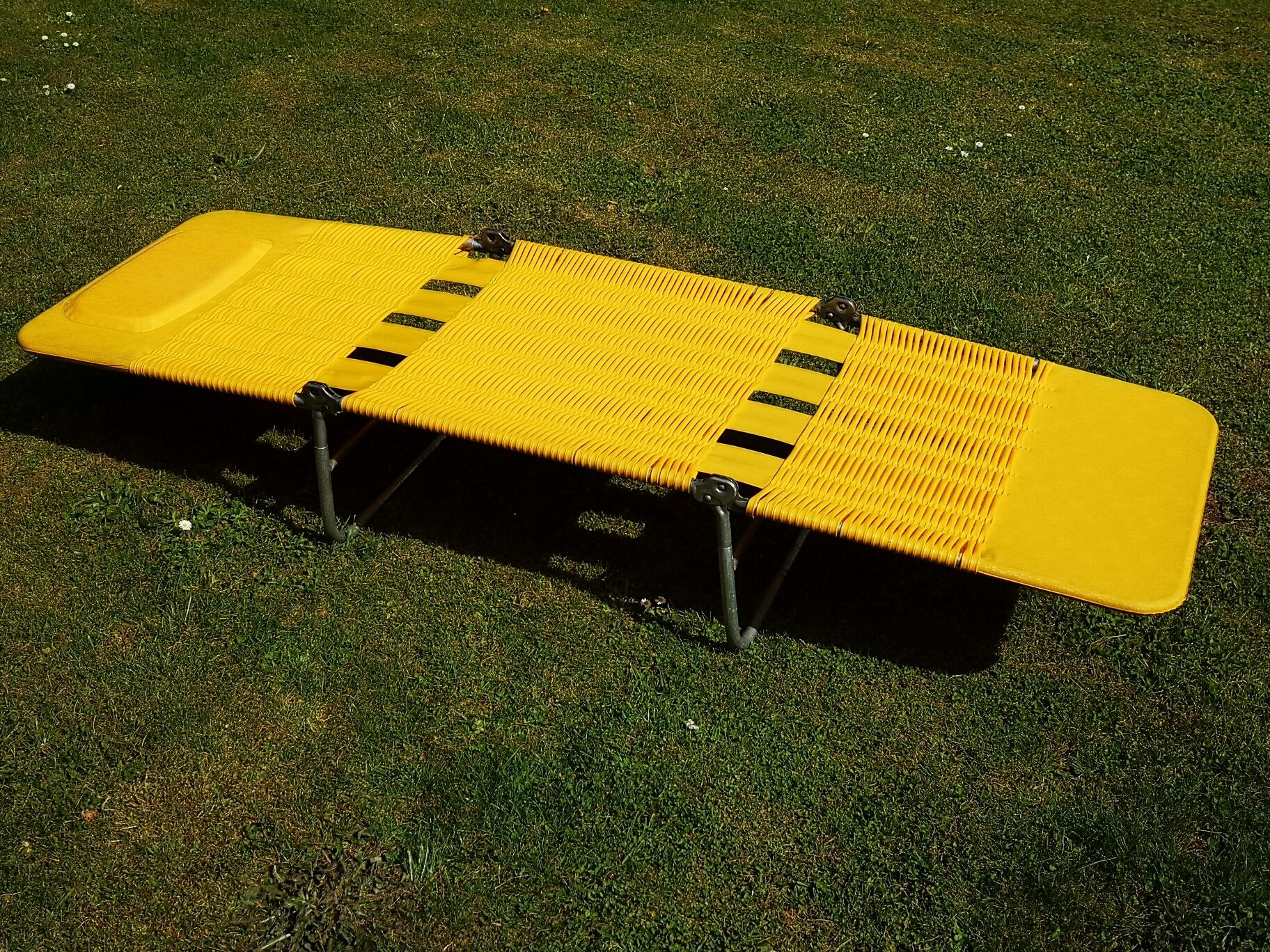 KURZ deckchair vintage year 60/70 yellow scoubidou